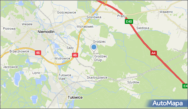 mapa Grodziec Drugi, Grodziec Drugi na mapie Targeo